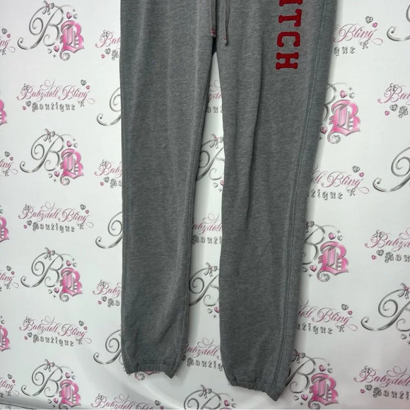 Abercrombie & fitch jogger sweatpants grey with  red logo on leg vintage Y2K - Picture 4 of 8